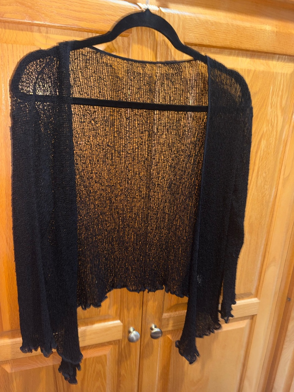 Maya Black Sheer Open-Front Women's Cardigan